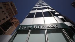 A sign is posted on the exterior of a First Republic Bank office on March 16, 2023 in San Francisco, California.