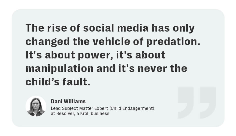 Child exploitation online, predatory behavior, online safety