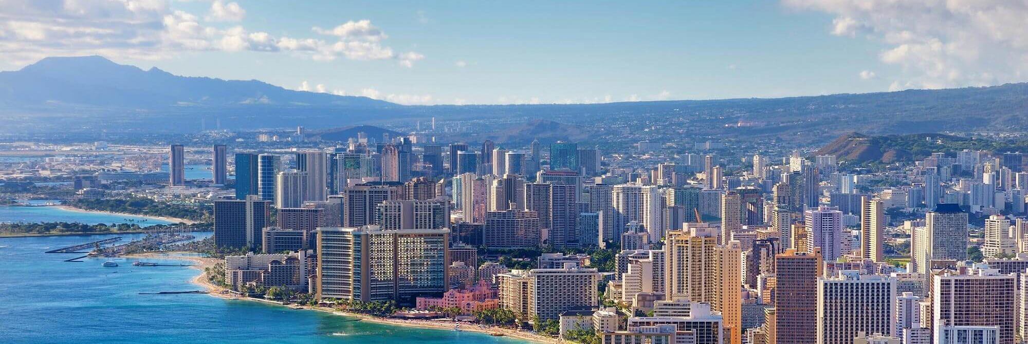 Spectacular view of honolulu city, oahu, hawaii