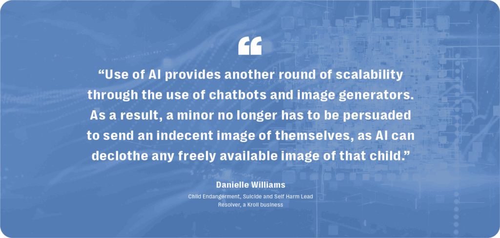 Generative ai is supercharging the creation of child exploitation content 6 Offenders can use generative ai to create predatory chatbots or ai-csam.