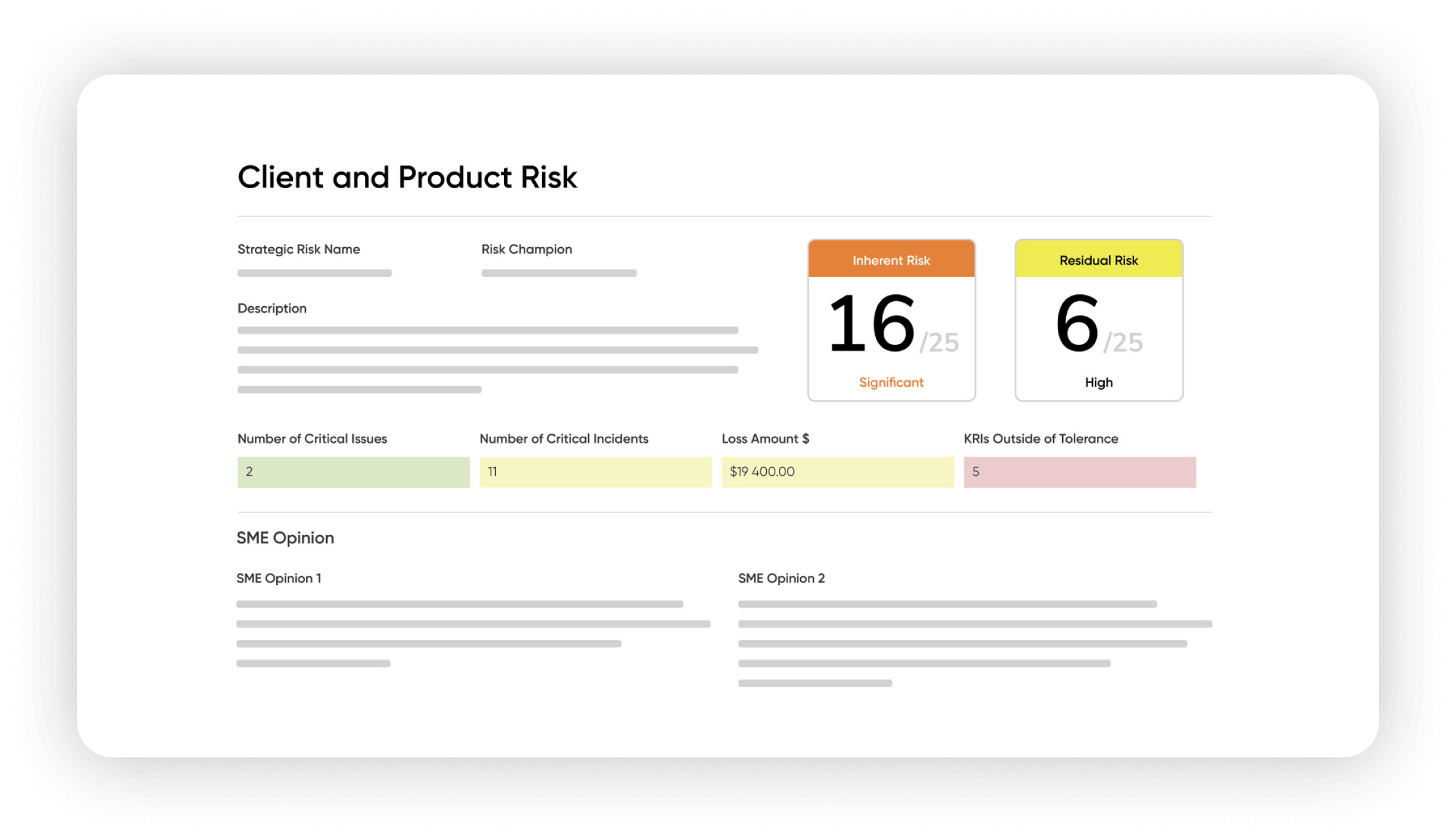 Assessment within enterprise risk management software