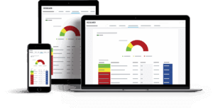 Three devices showing responsive software